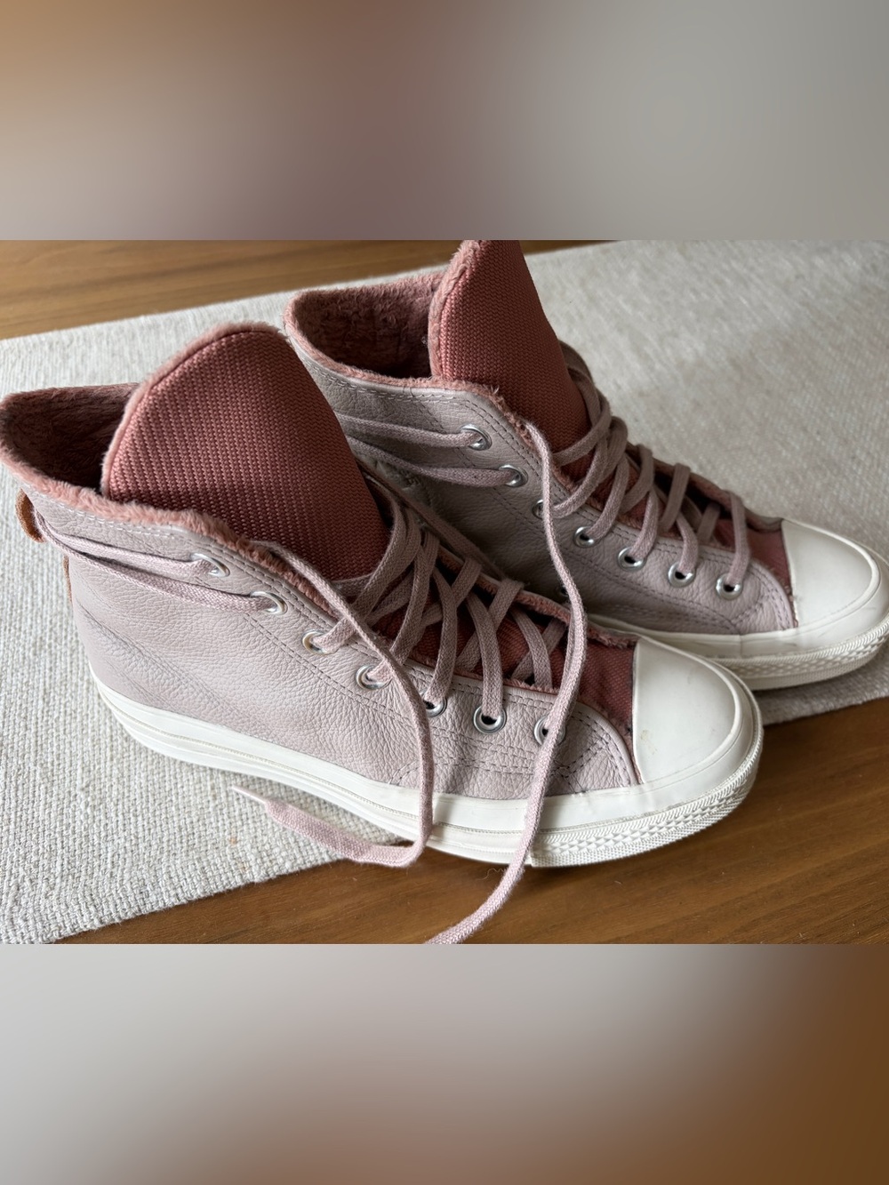 Converse High-Top Leather All-Star Sneaker in Dusty Rose